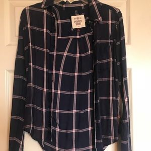 Navy Blue Button Down Flannel